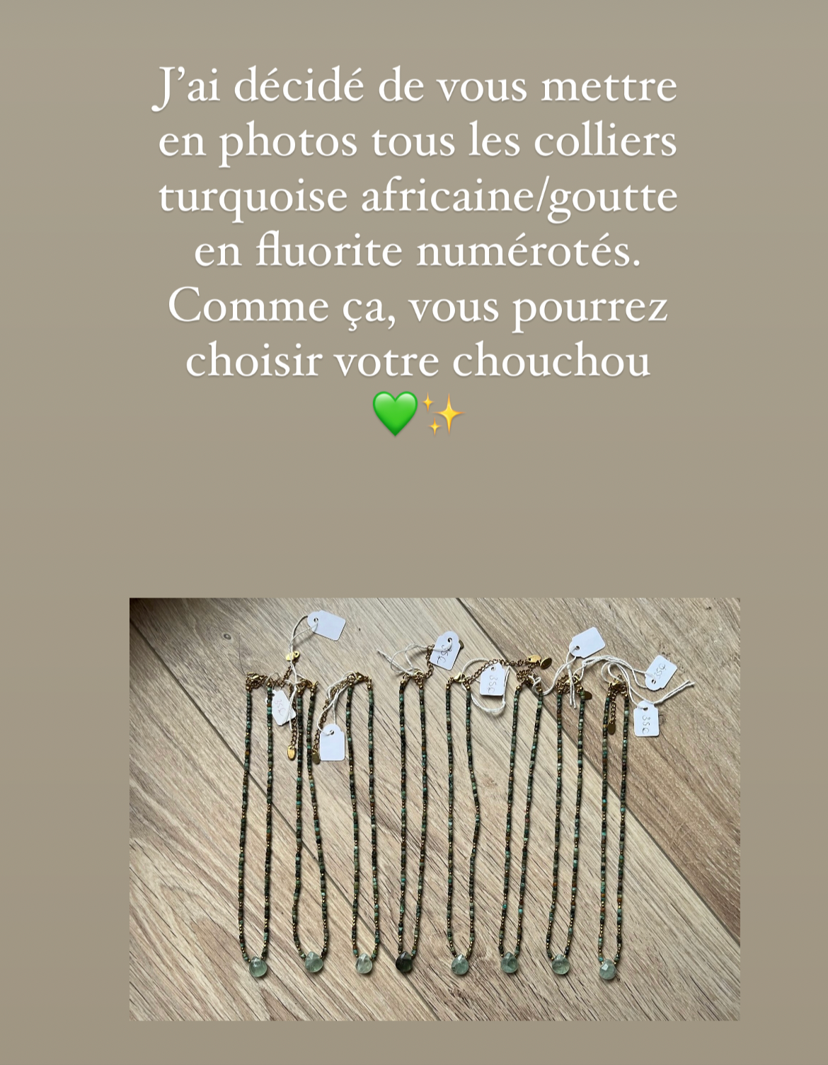 Collier en turquoise africaine et goutte de fluorite đâš