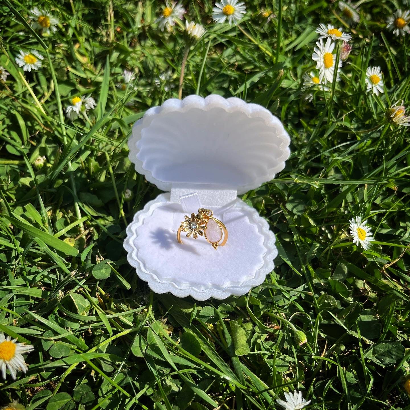 bague Queen Marguerite quartz rose 🌼💍💗