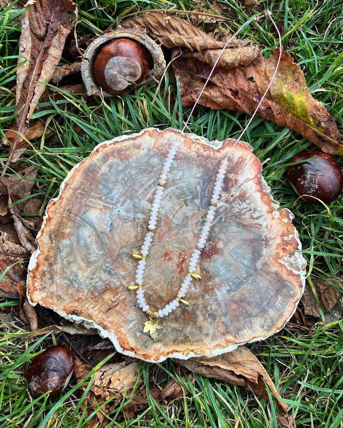 collier Automne en Aventurine rose đđ