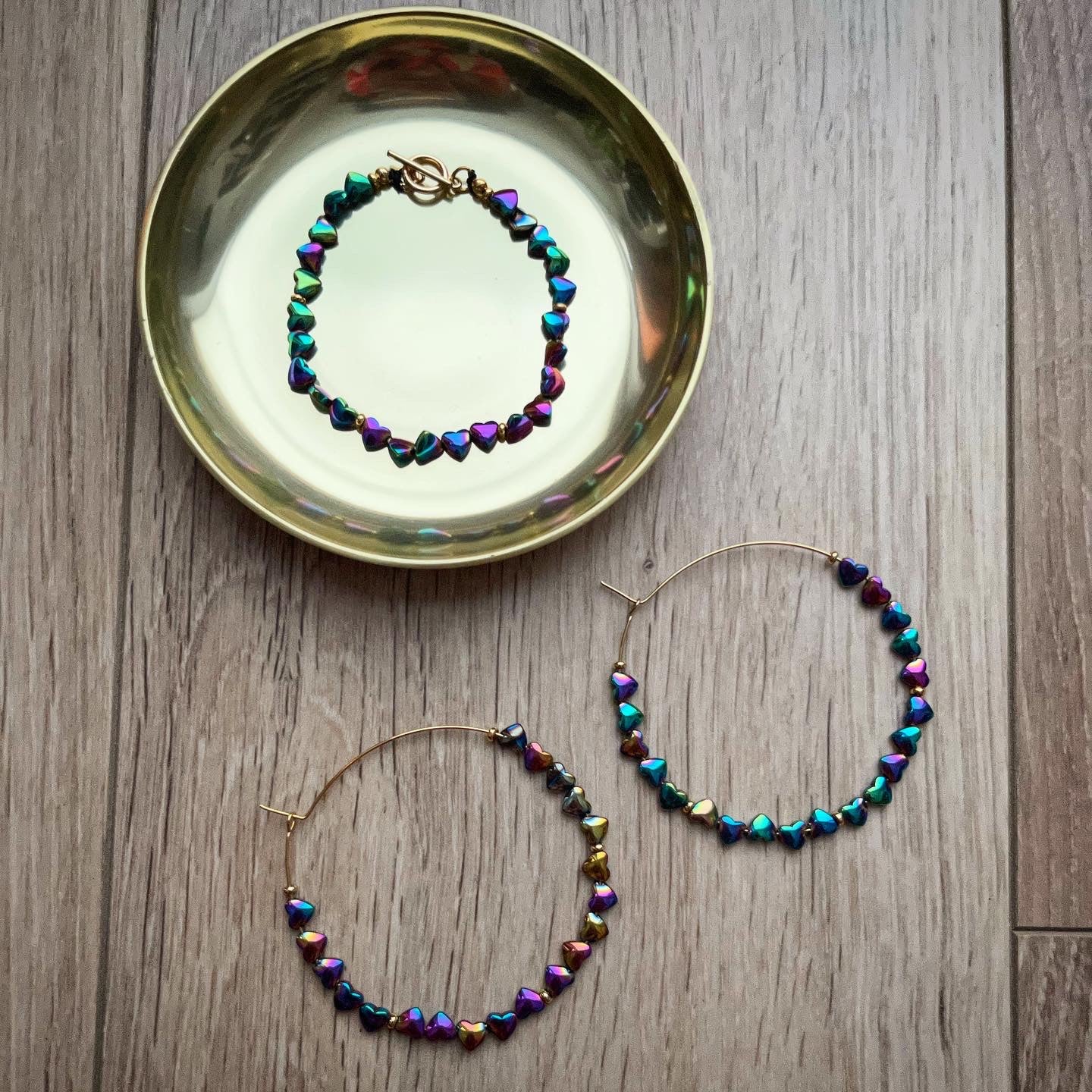 Boucles d'oreilles Coeurs 90's Rainbow đ