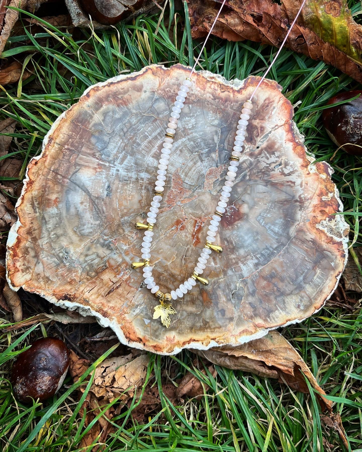 collier Automne en Aventurine rose đđ