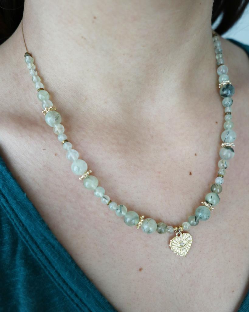 collier talisman 🧿 : mati préhnite