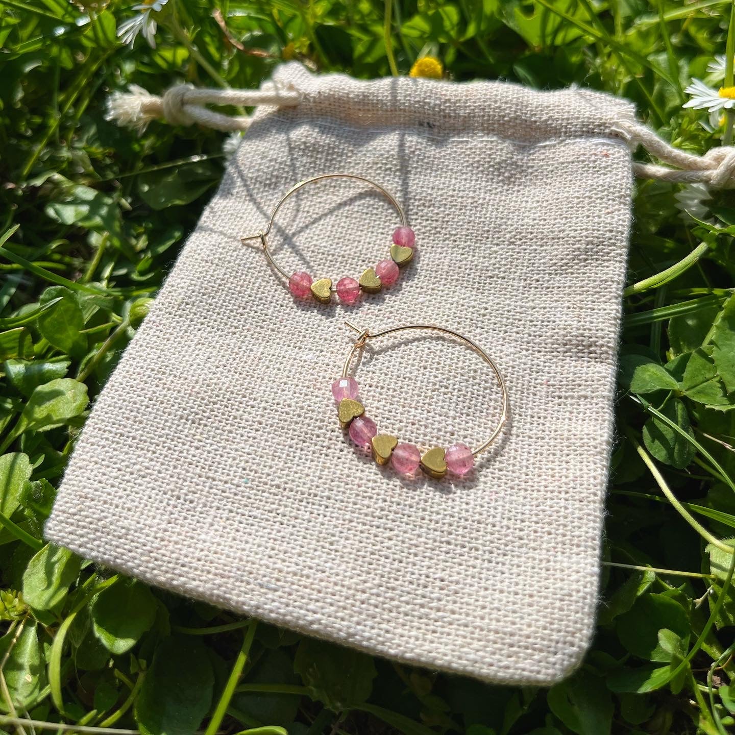 boucles d’oreilles Belles des îles mini en quartz fraise🌺🍓