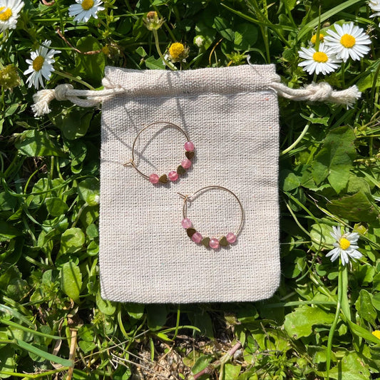 boucles d’oreilles Belles des îles mini en quartz fraise🌺🍓