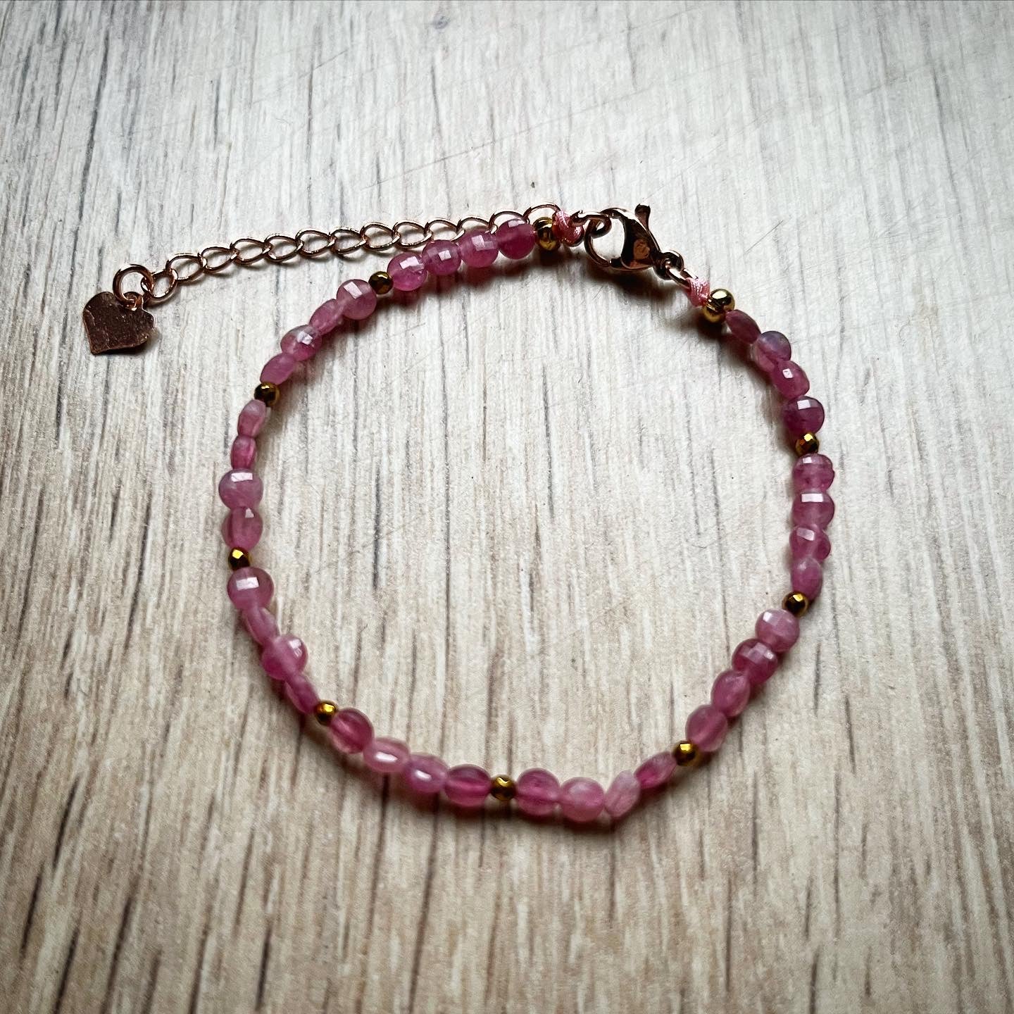 Bracelet licorne de princesse en tourmaline rose 🦄🩷