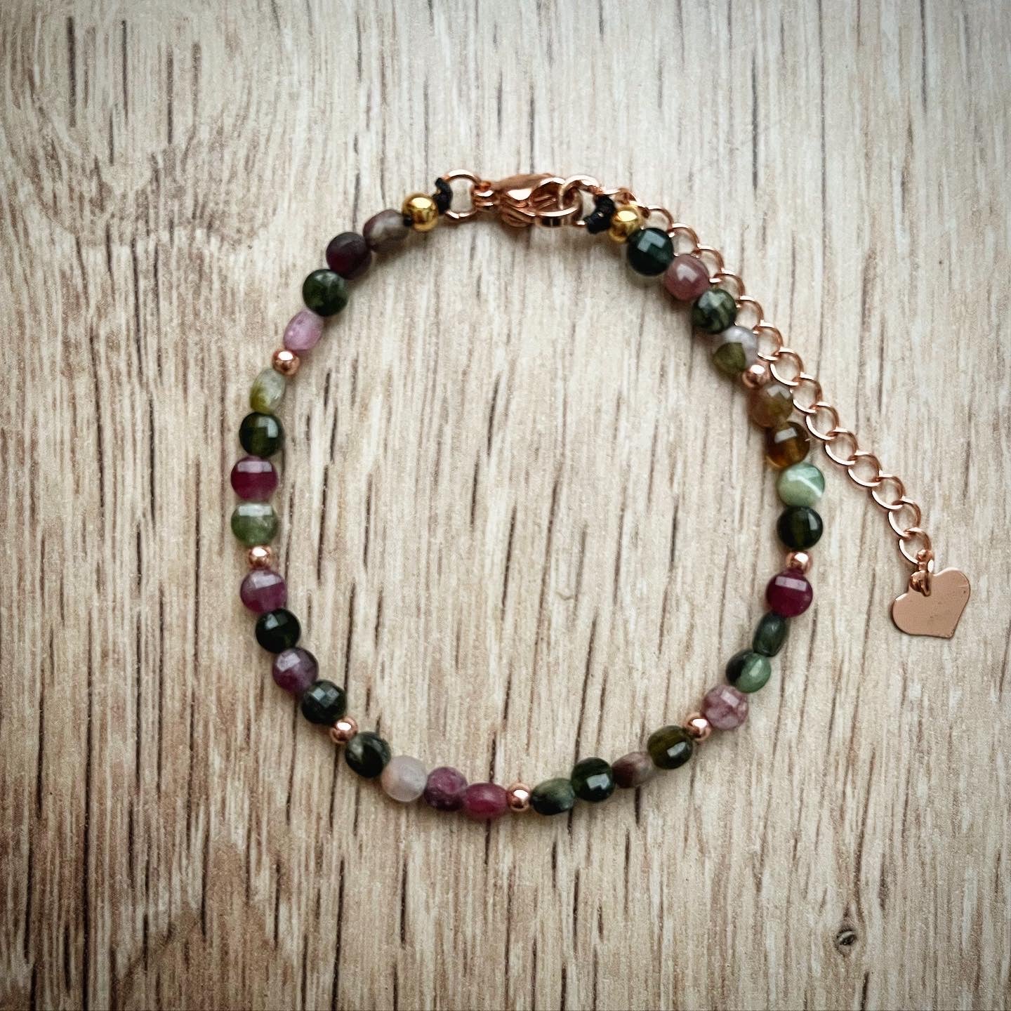 Bracelet licorne d’automne en tourmaline multicolore 🦄💚💛🩷🖤