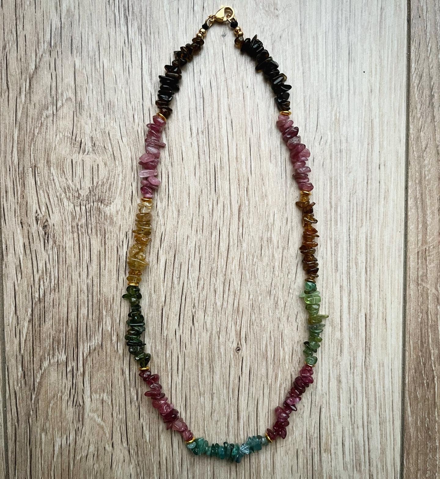 Collier d’automne en tourmaline multicolore 💚💛🩷🖤