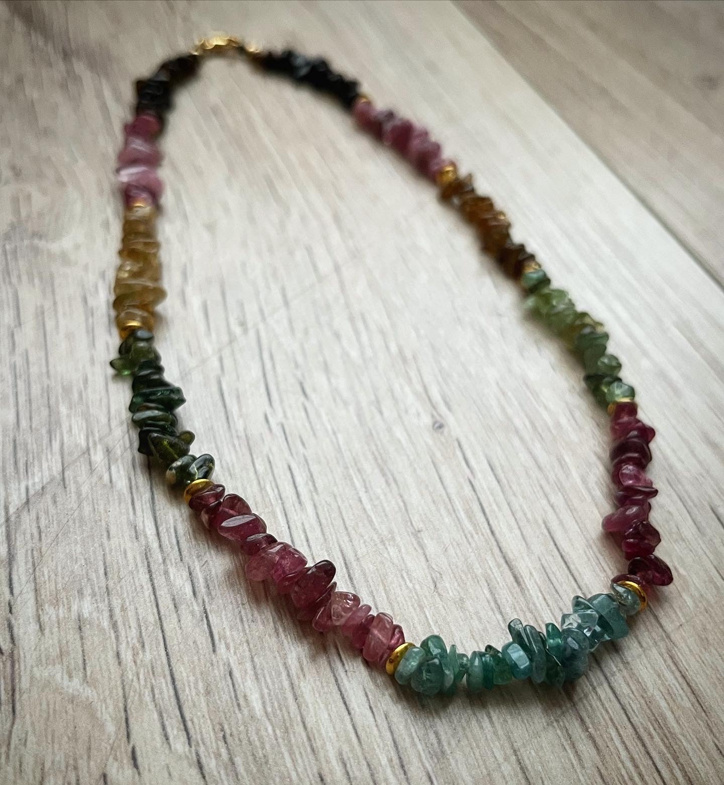 Collier d’automne en tourmaline multicolore 💚💛🩷🖤