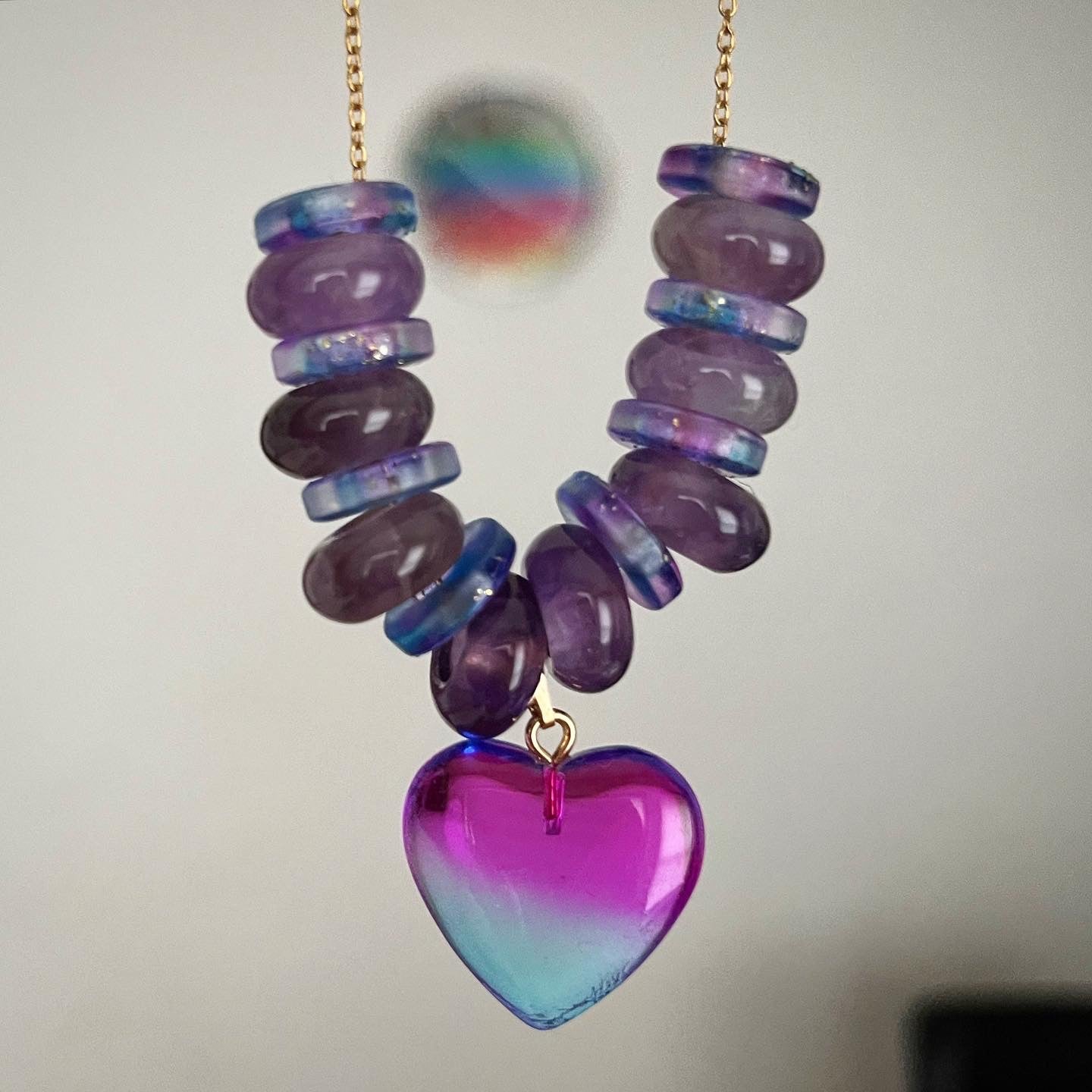 Collier Heart spring purple en améthyste 🌼💜