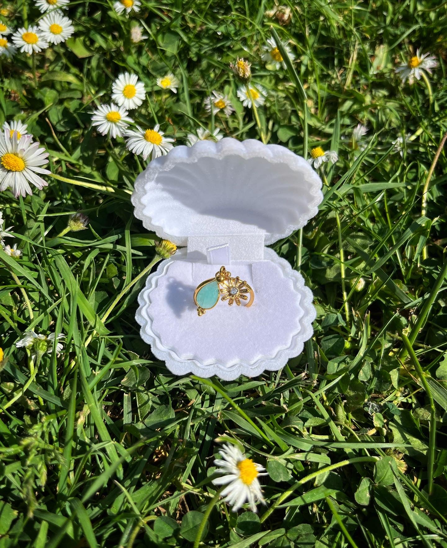 bague Queen Marguerite amazonite 🌼💍💙