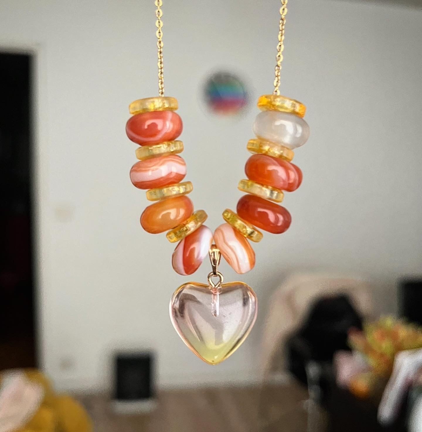 Collier Heart spring yellow en agate 🌼🧡