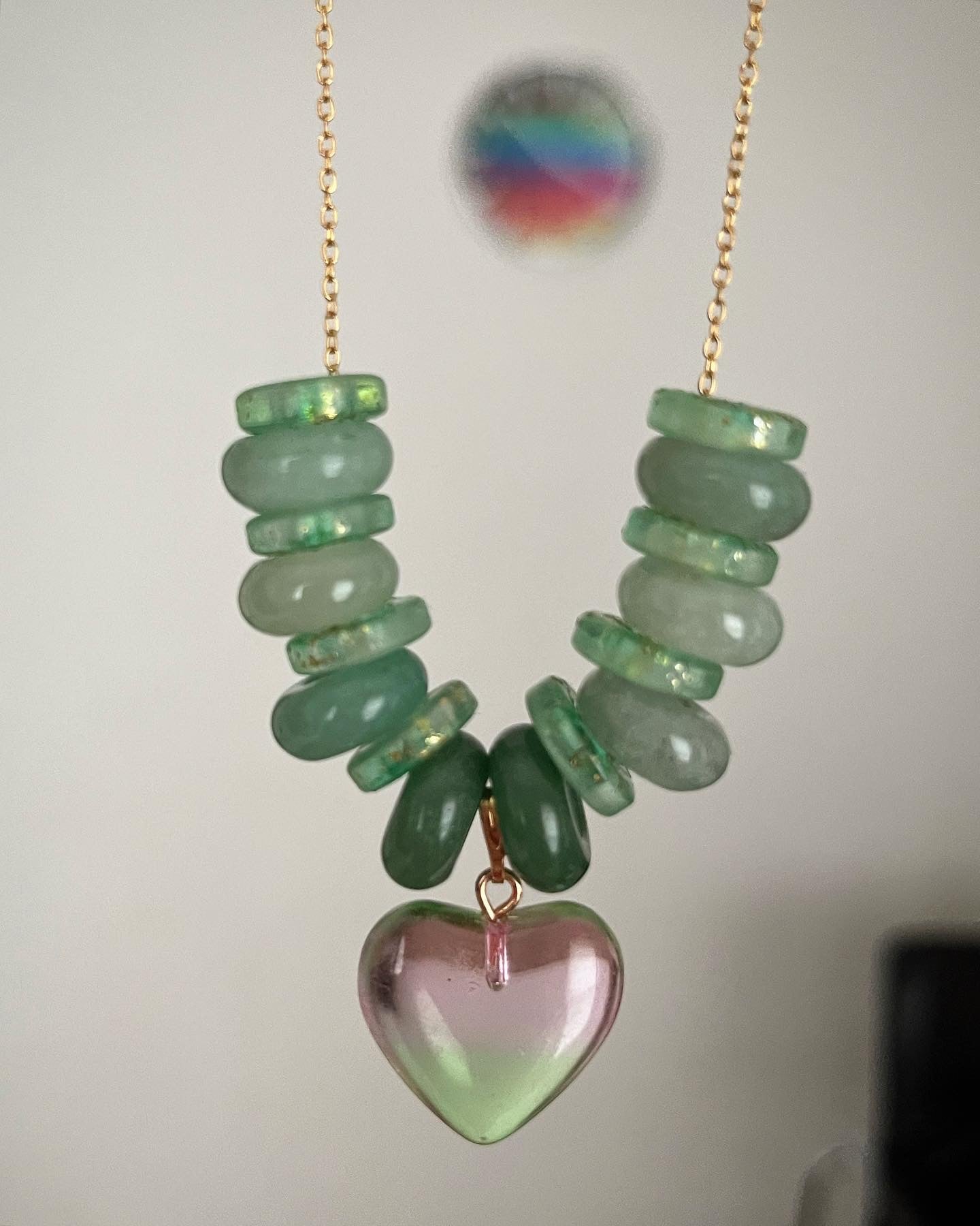 Collier Heart spring green en aventurine 🌼💚