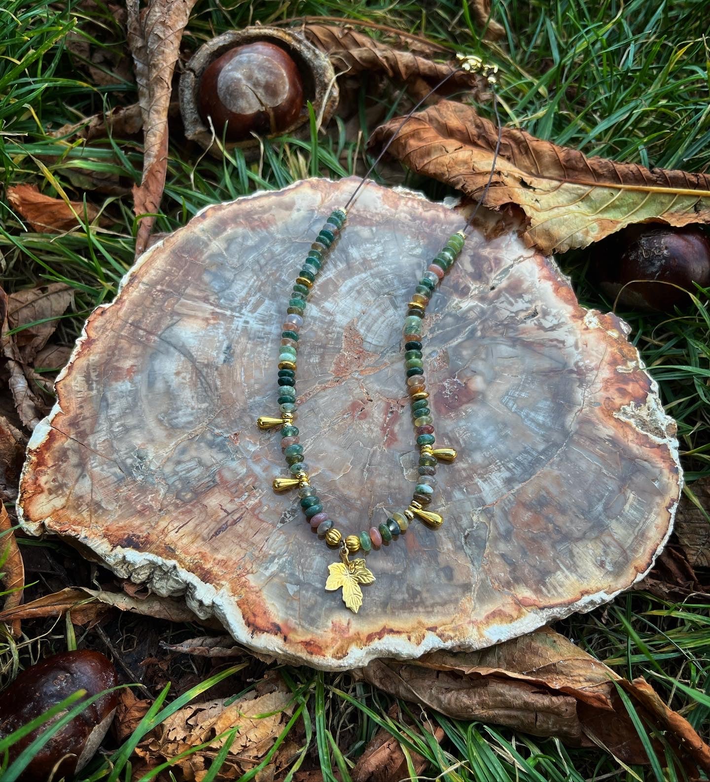 collier Automne en agate indienne 🍁💚