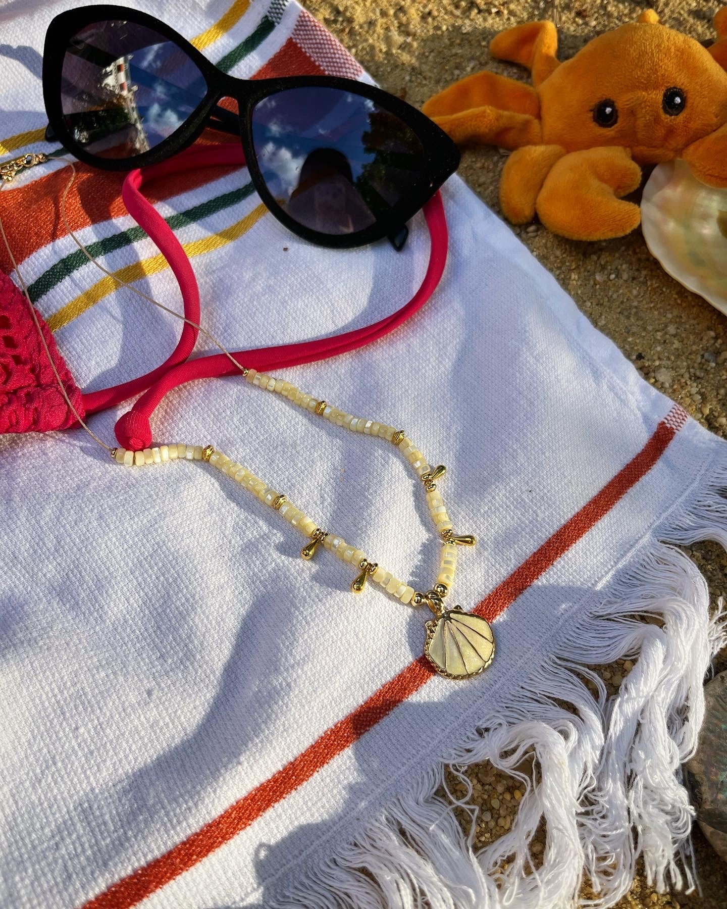 Collier été en nacre jaune 🐚💛