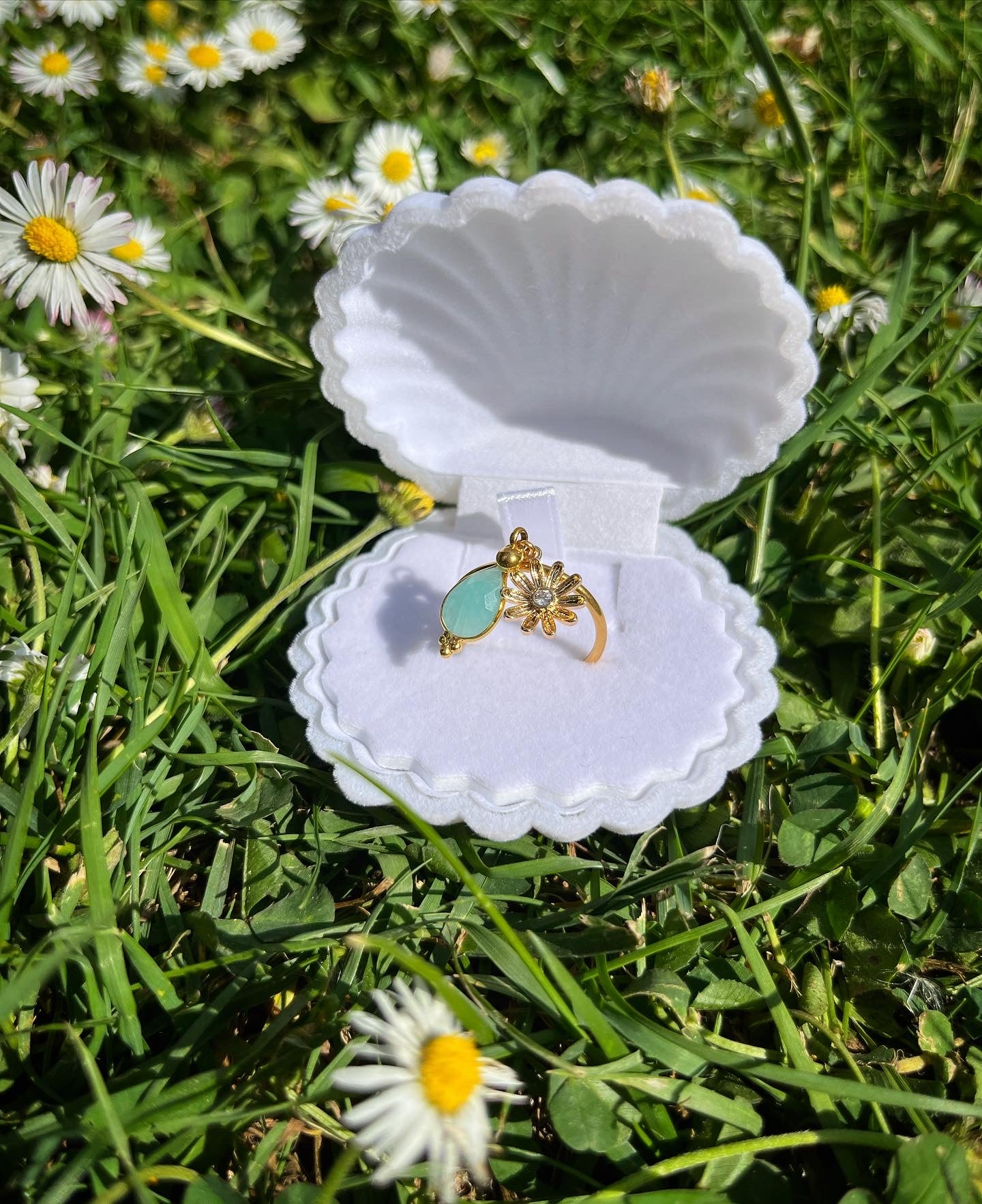 bague Queen Marguerite amazonite 🌼💍💙