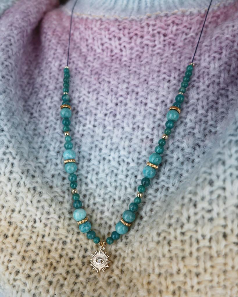 collier talisman 🧿 : mati amazonite