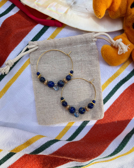 Boucles d'oreilles : Belles des îles en lapis-lazuli 🌺💙