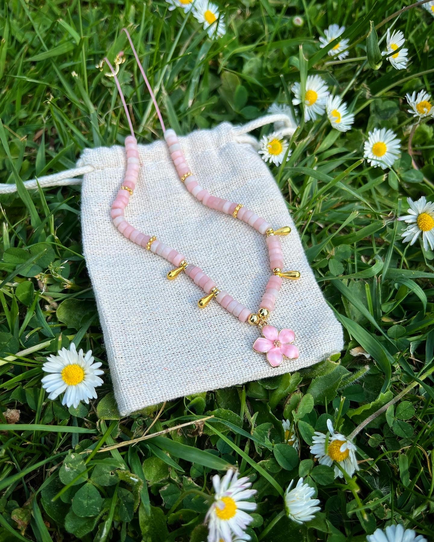 collier printemps opale rose  🌼💗