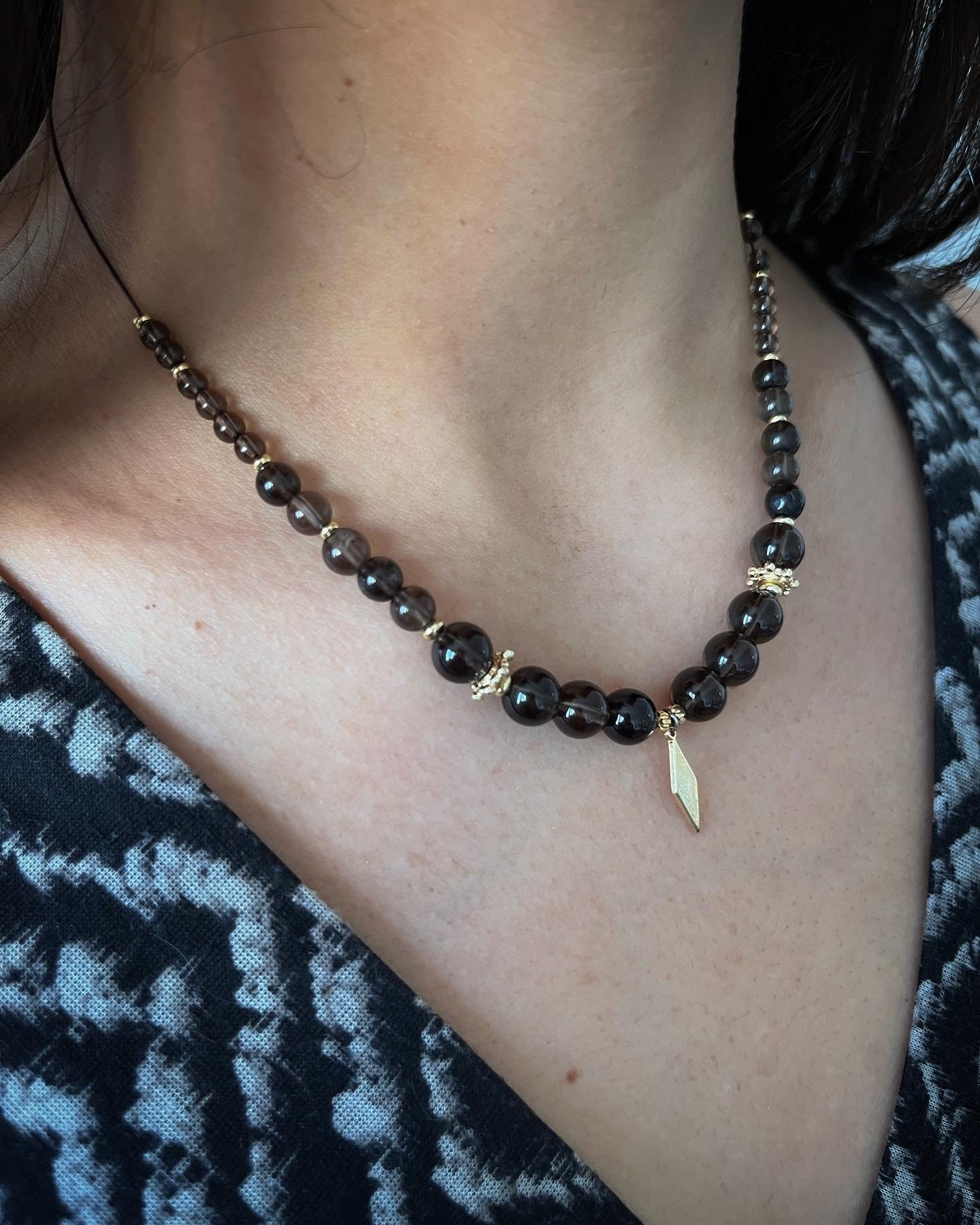 Collier Néfertiti en quartz fumé 🖤