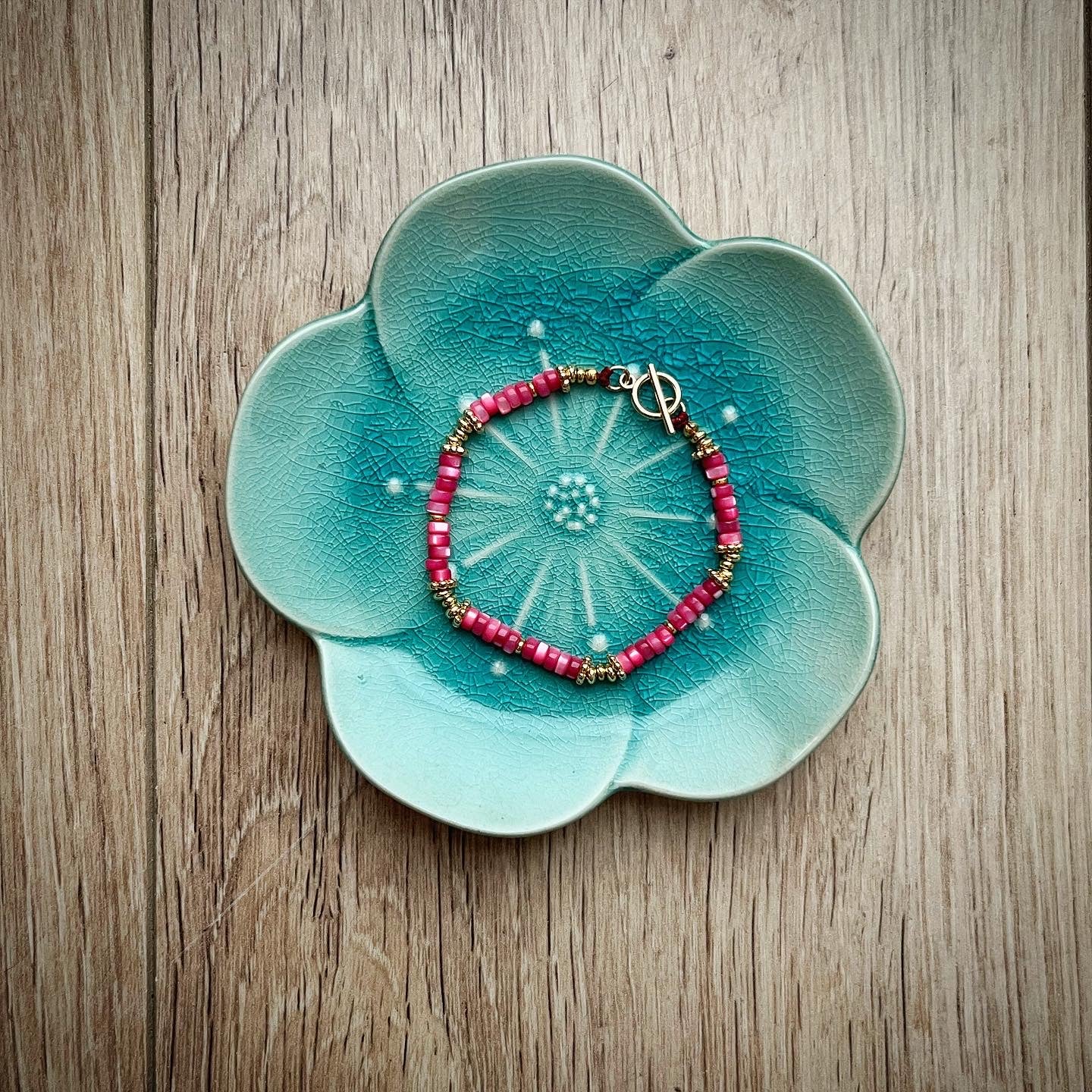 Bracelet Daisy en nacre fushia 🌼💗