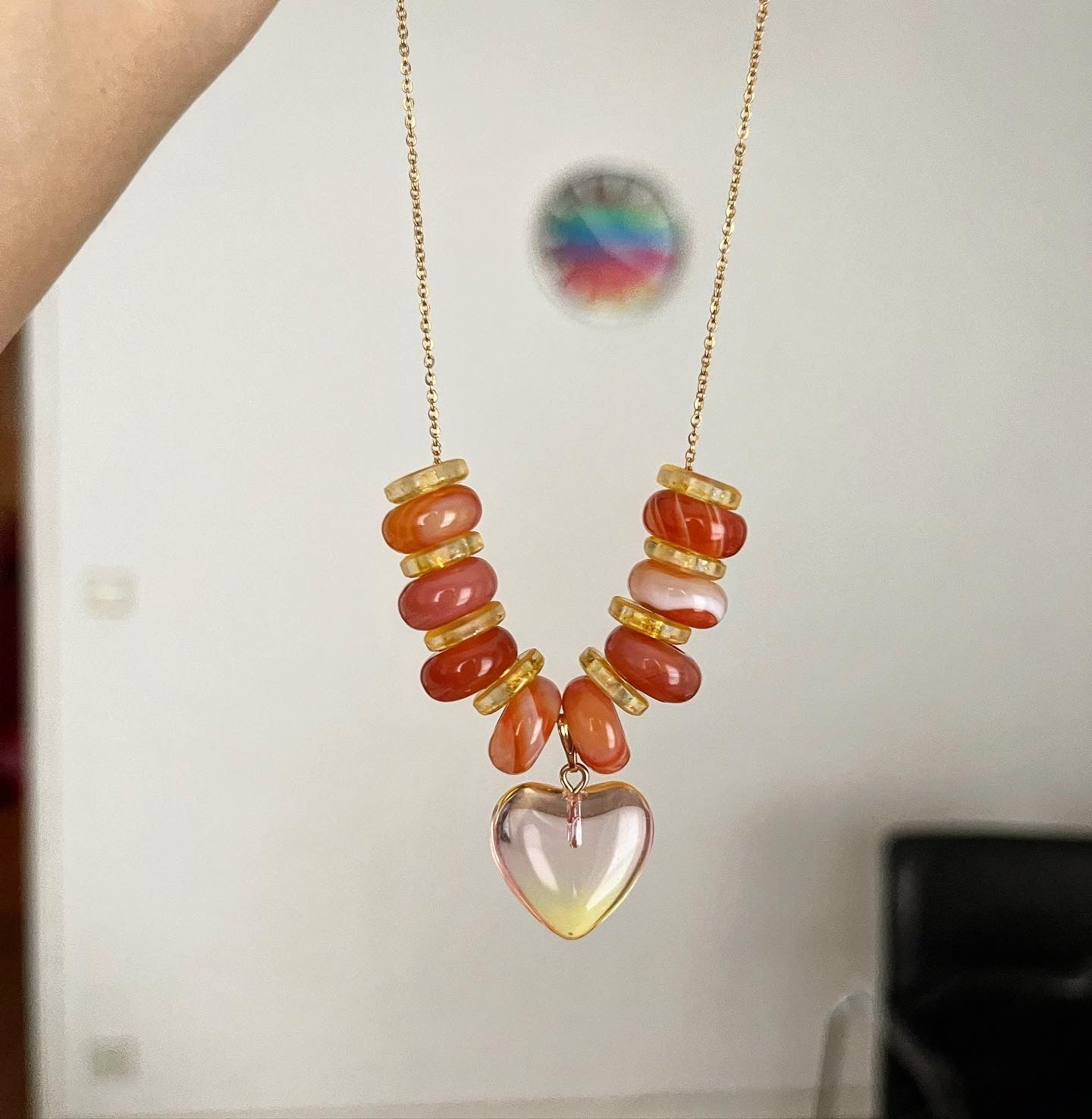 Collier Heart spring yellow en agate 🌼🧡