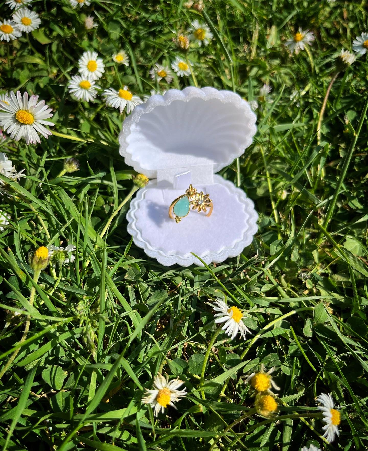 bague Queen Marguerite amazonite 🌼💍💙