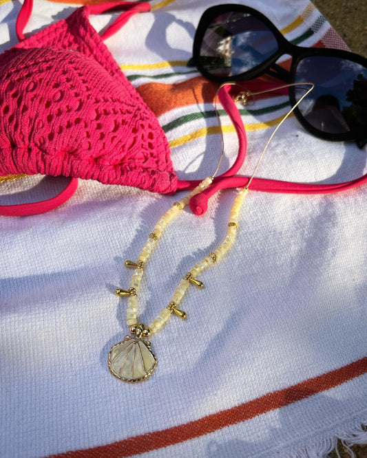 Collier été en nacre jaune 🐚💛