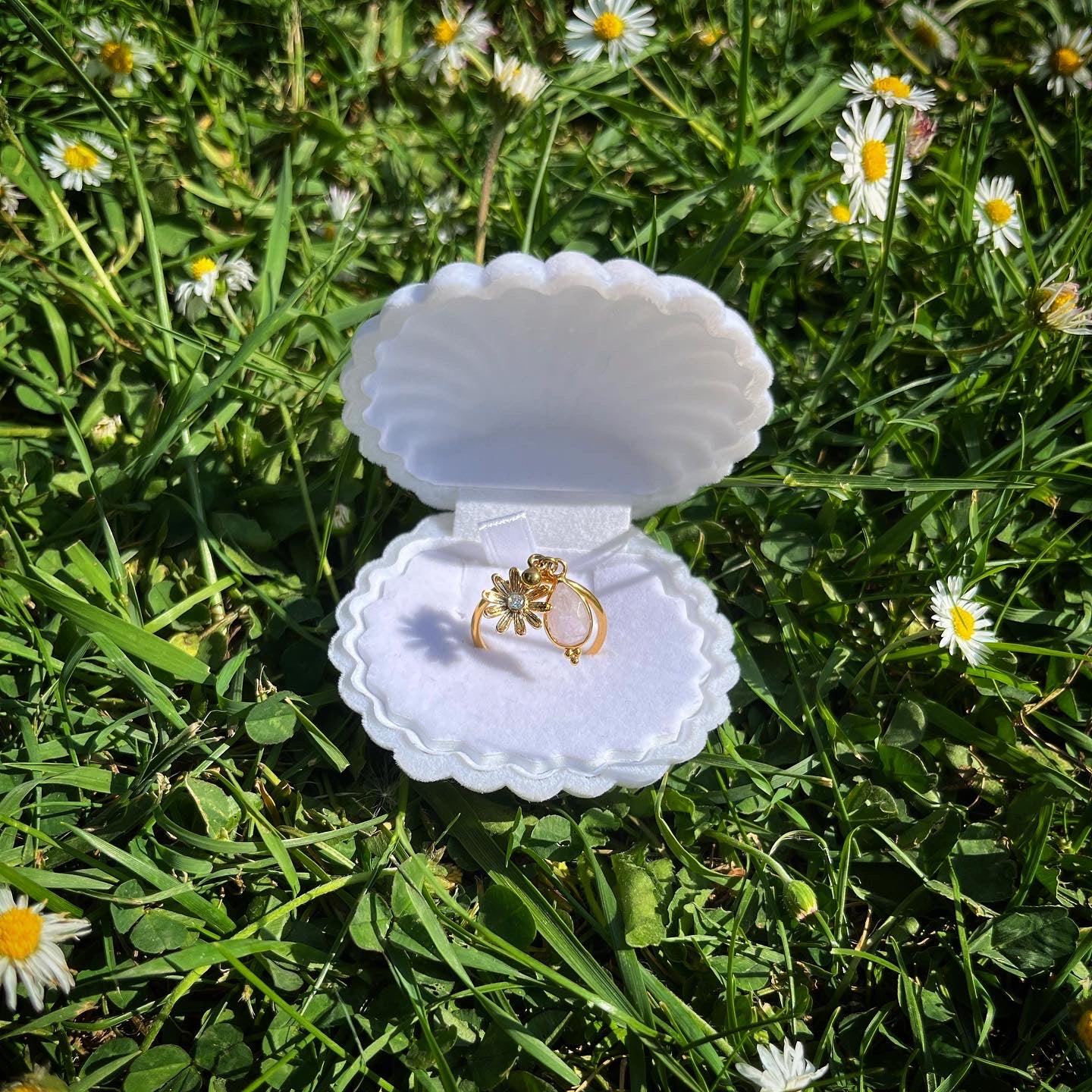 bague Queen Marguerite quartz rose  🌼💍💗