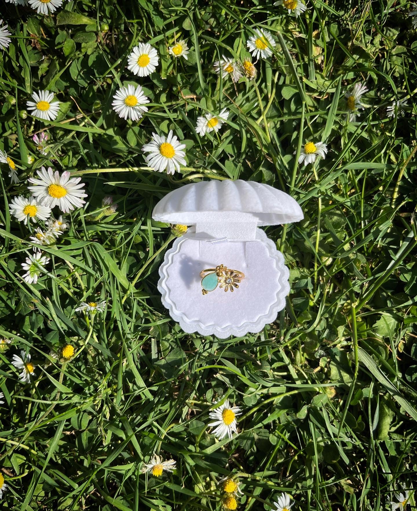 bague Queen Marguerite amazonite 🌼💍💙