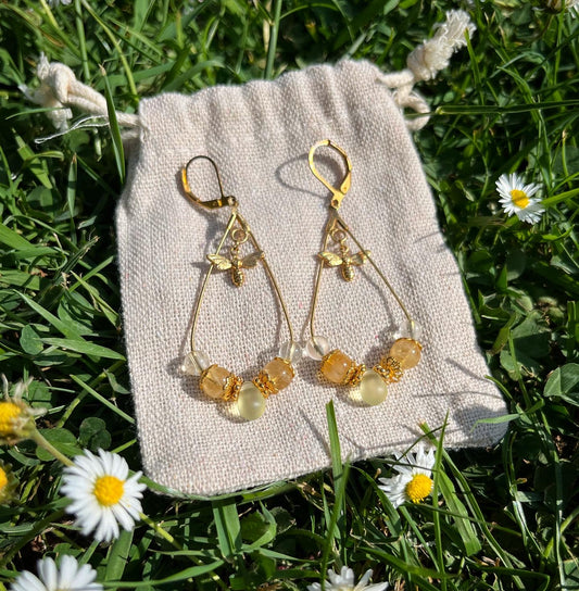 boucles d’oreilles larmes d’Aphrodite citrine/abeille 🐝💛