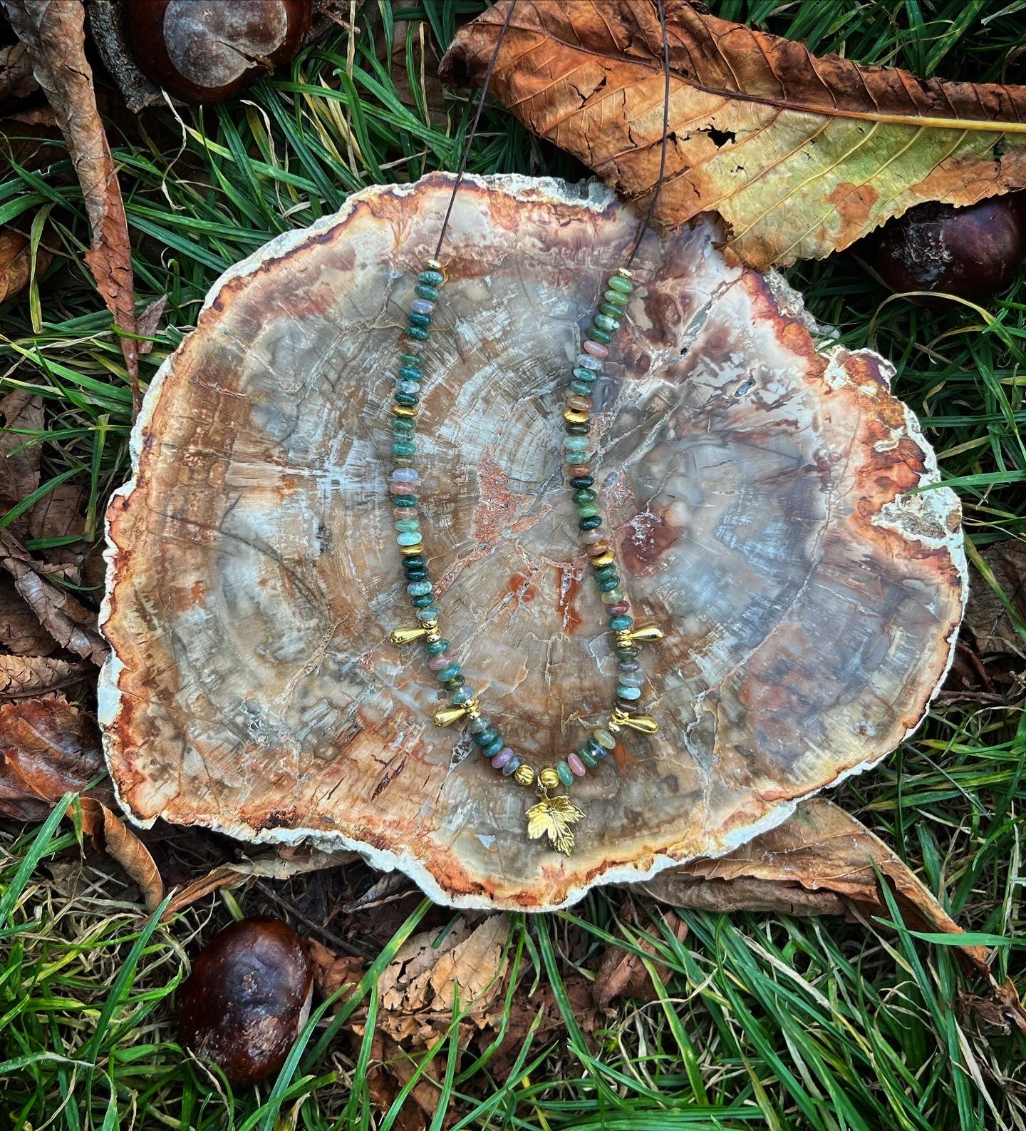 collier Automne en agate indienne 🍁💚