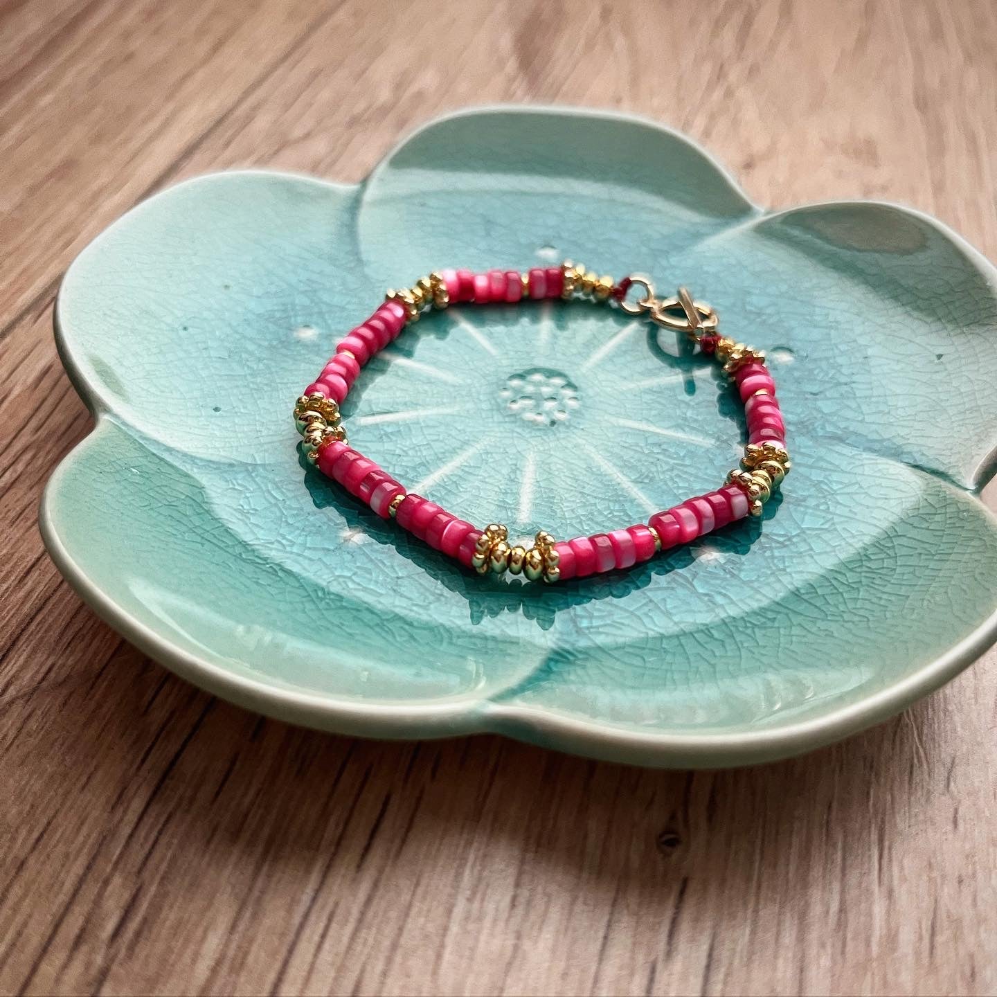 Bracelet Daisy en nacre fushia 🌼💗