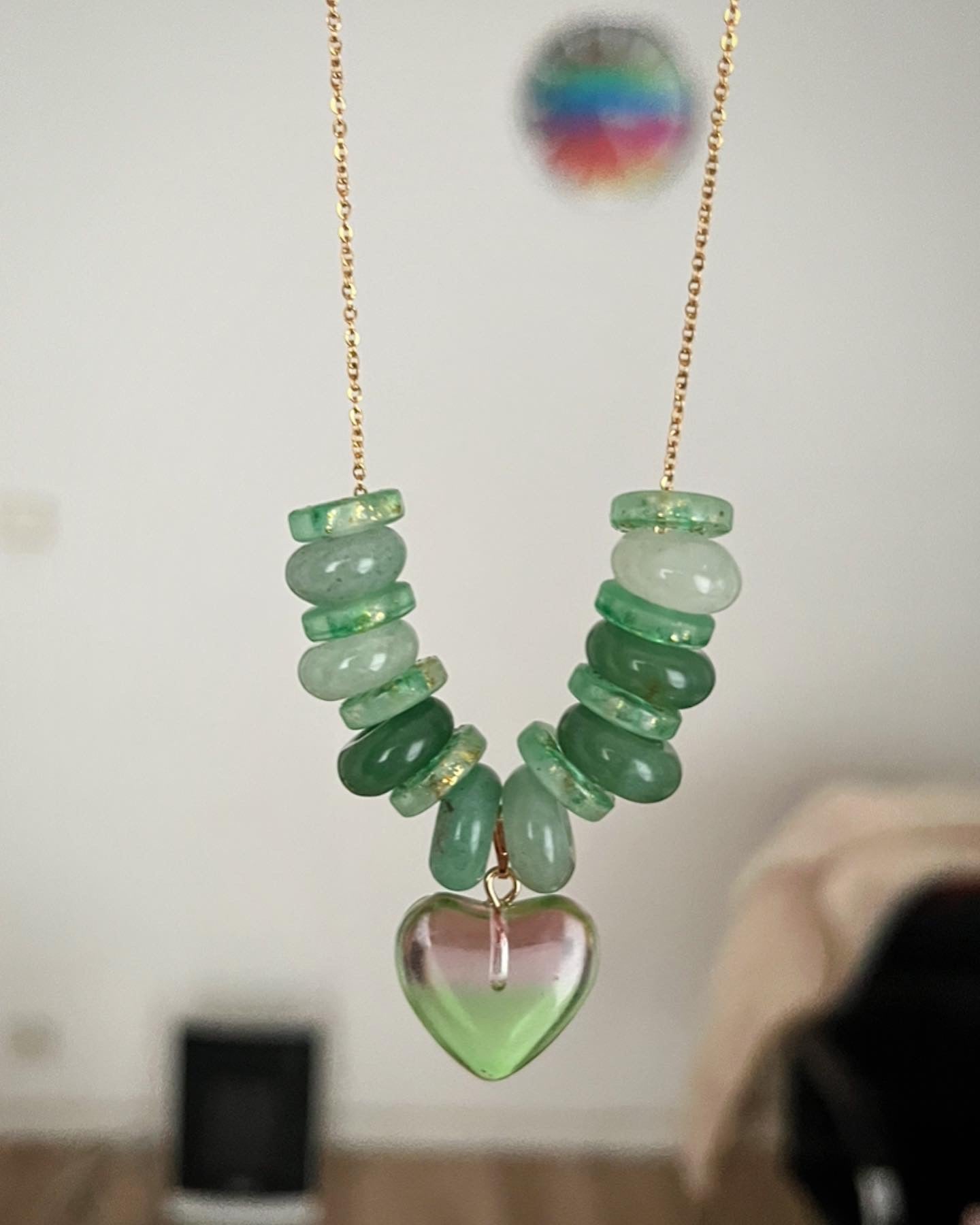 Collier Heart spring green en aventurine 🌼💚