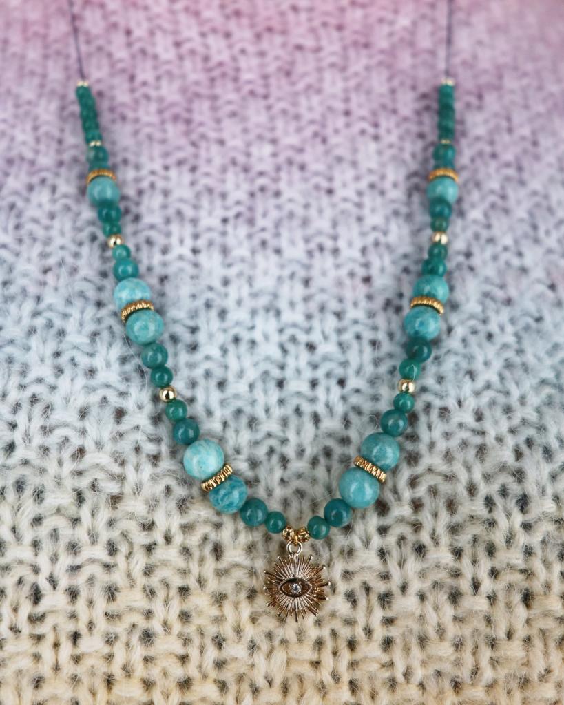 collier talisman 🧿 : mati amazonite