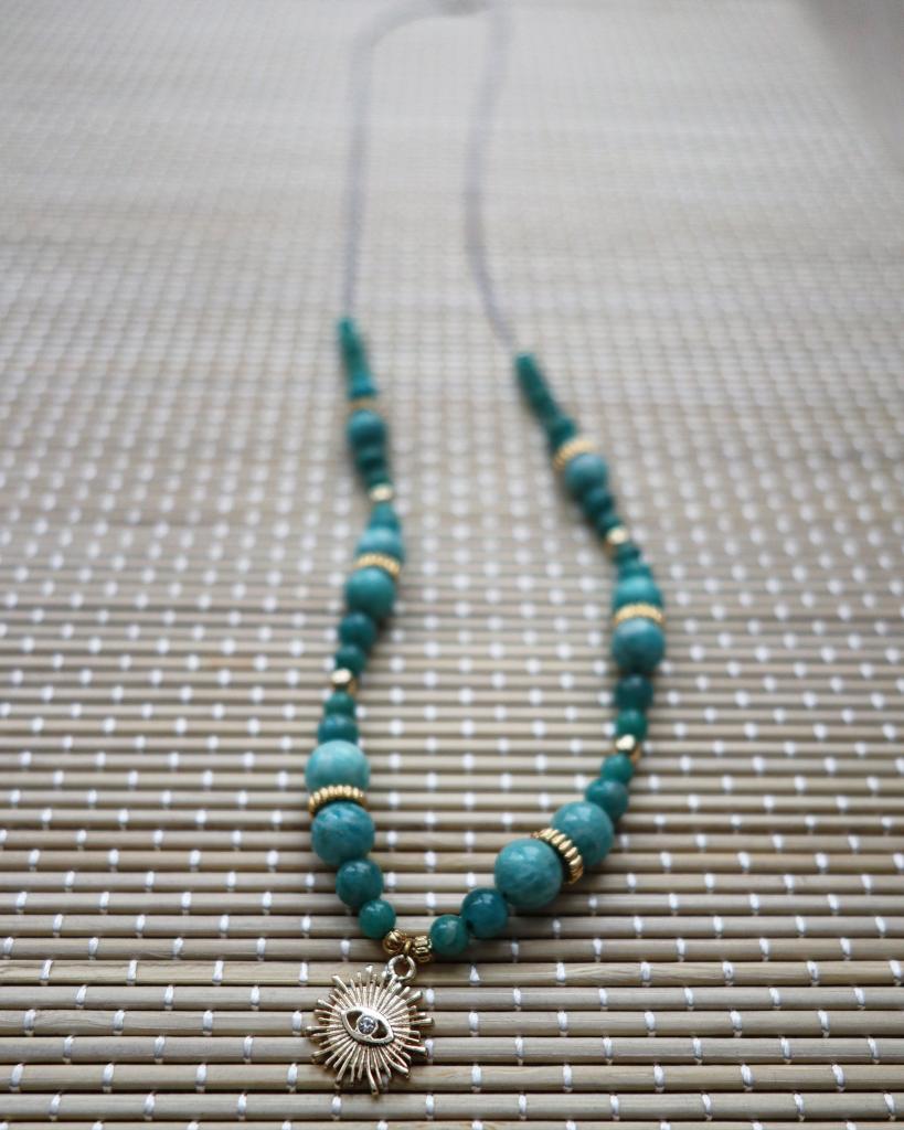 collier talisman 🧿 : mati amazonite