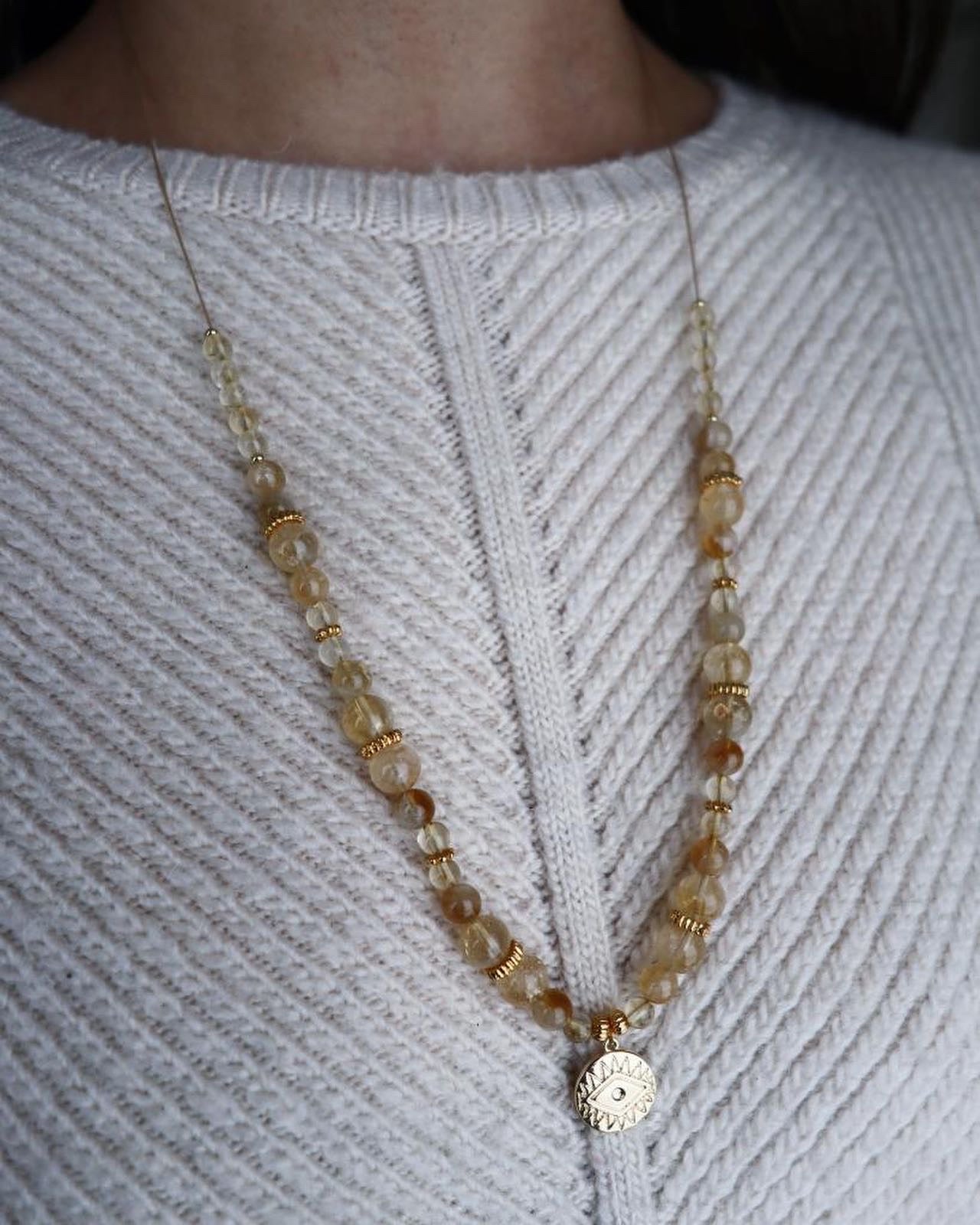 collier talisman 🧿 : mati citrine