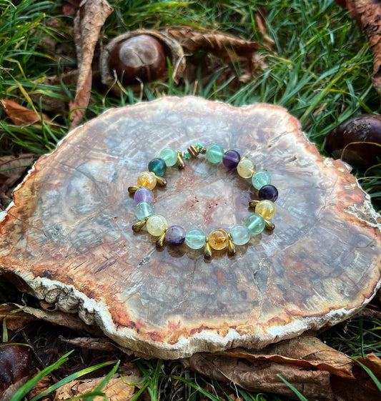 bracelet féminin sur mesure 🌸 : en citrine 💛 et fluorite 💚💜