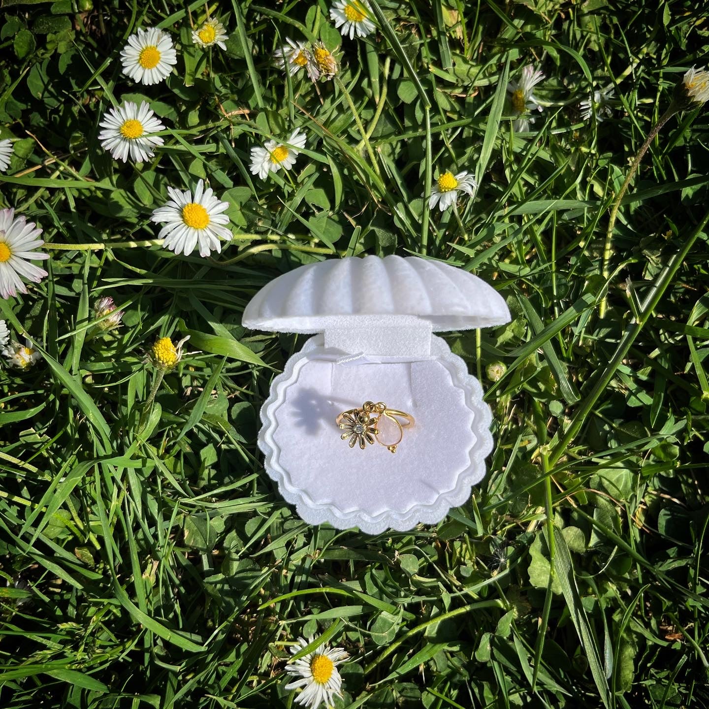 bague Queen Marguerite quartz rose  🌼💍💗