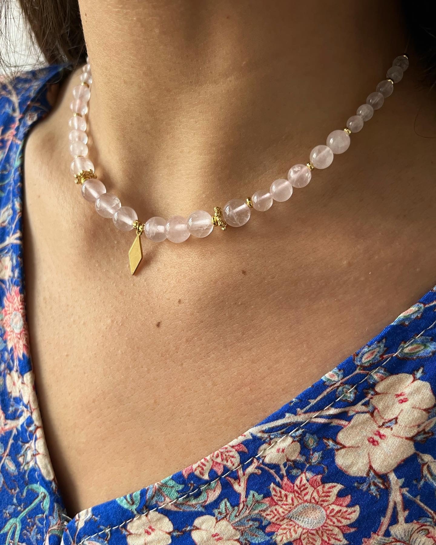 Collier Néfertiti en quartz rose 💗