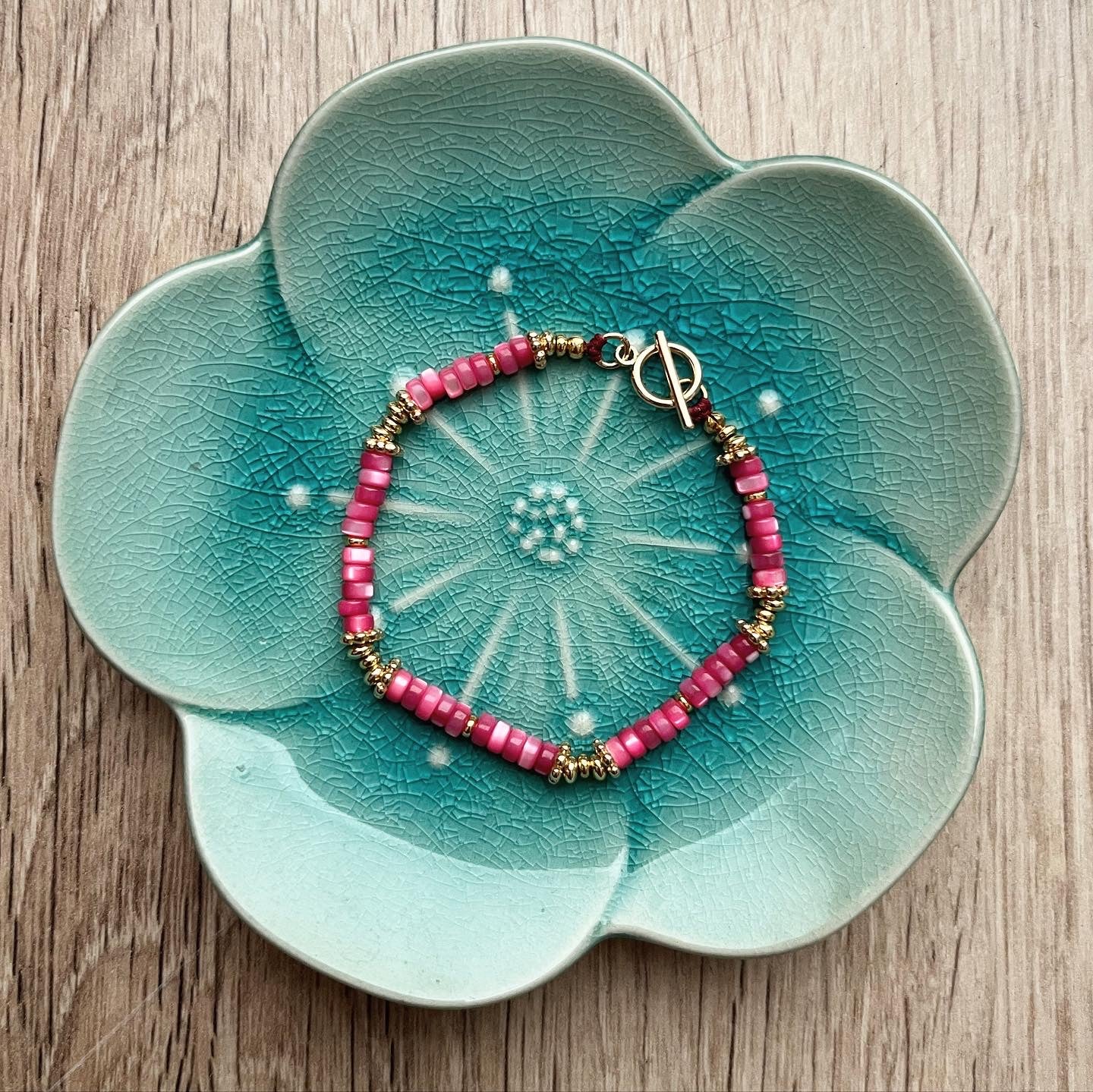 Bracelet Daisy en nacre fushia 🌼💗