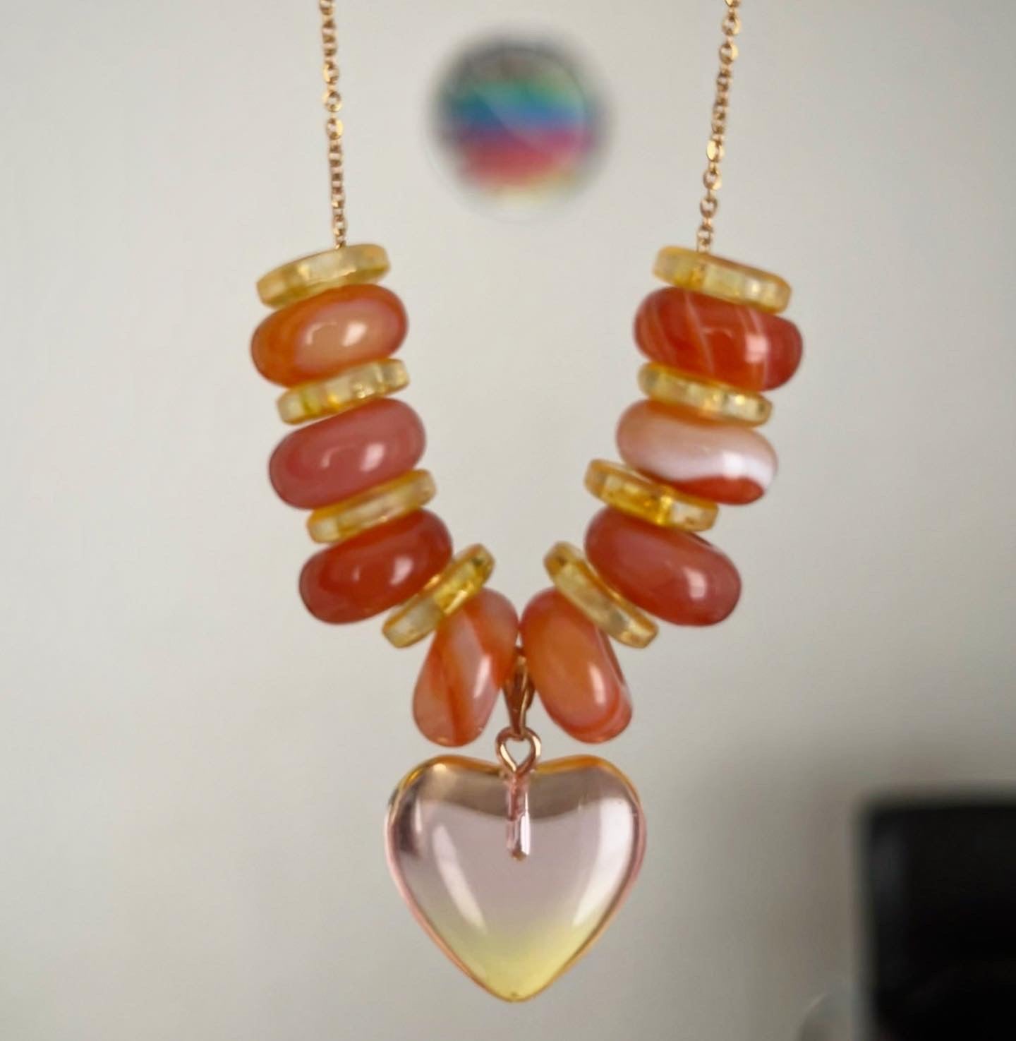 Collier Heart spring yellow en agate 🌼🧡