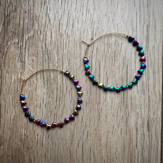 Boucles d'oreilles Coeurs 90's Rainbow 🌈