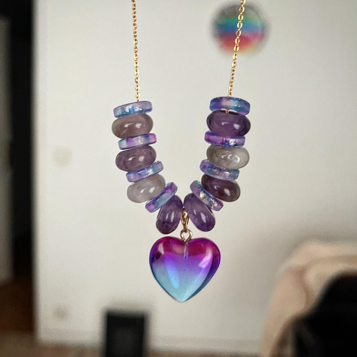 Collier Heart spring purple en améthyste 🌼💜