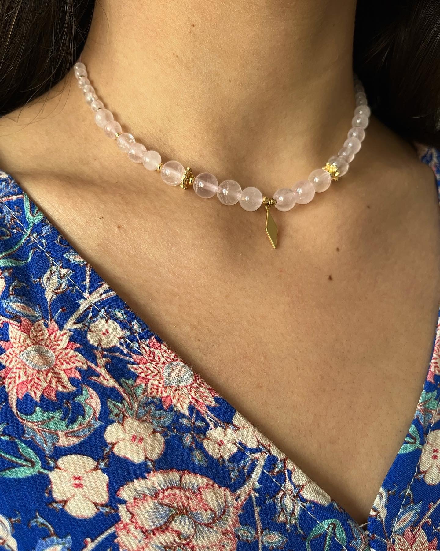 Collier Néfertiti en quartz rose 💗