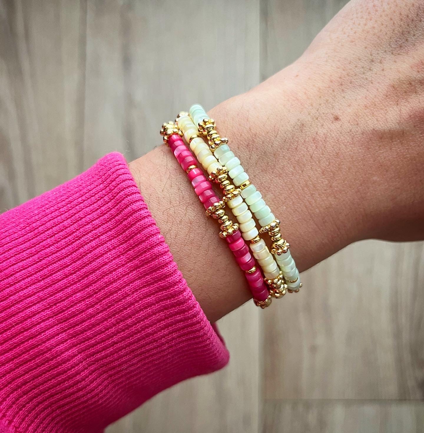 Bracelet Daisy en nacre fushia 🌼💗