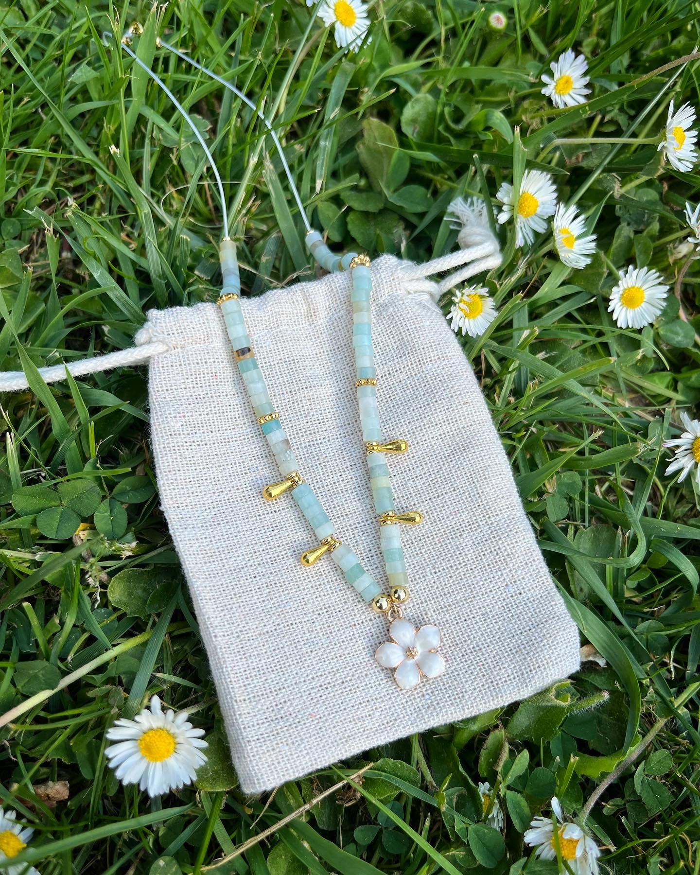 collier printemps en amazonite 🌼💙