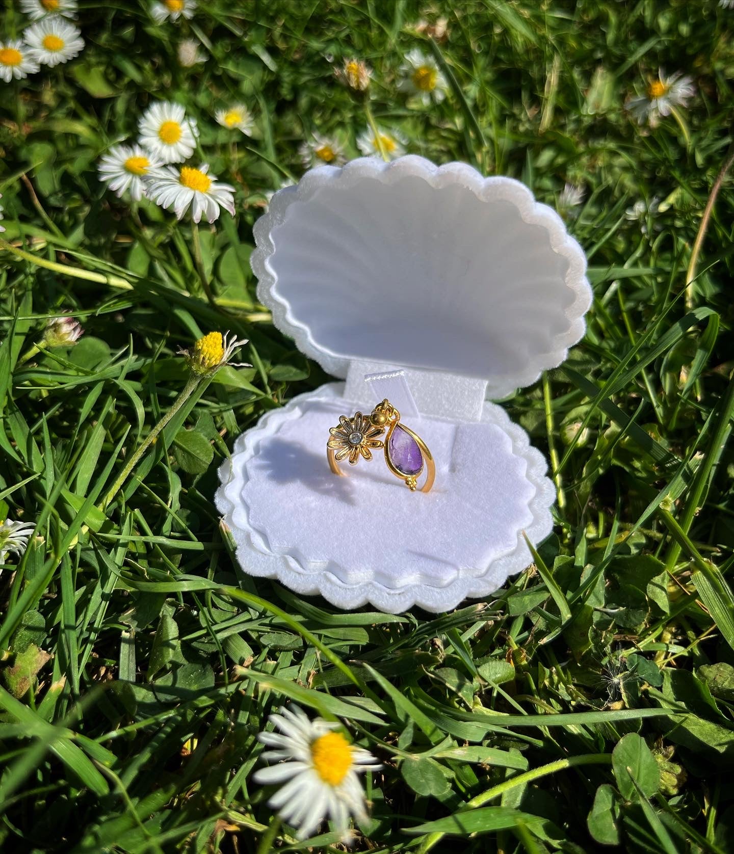 Bague Queen Marguerite améthyste 🌼💍💜