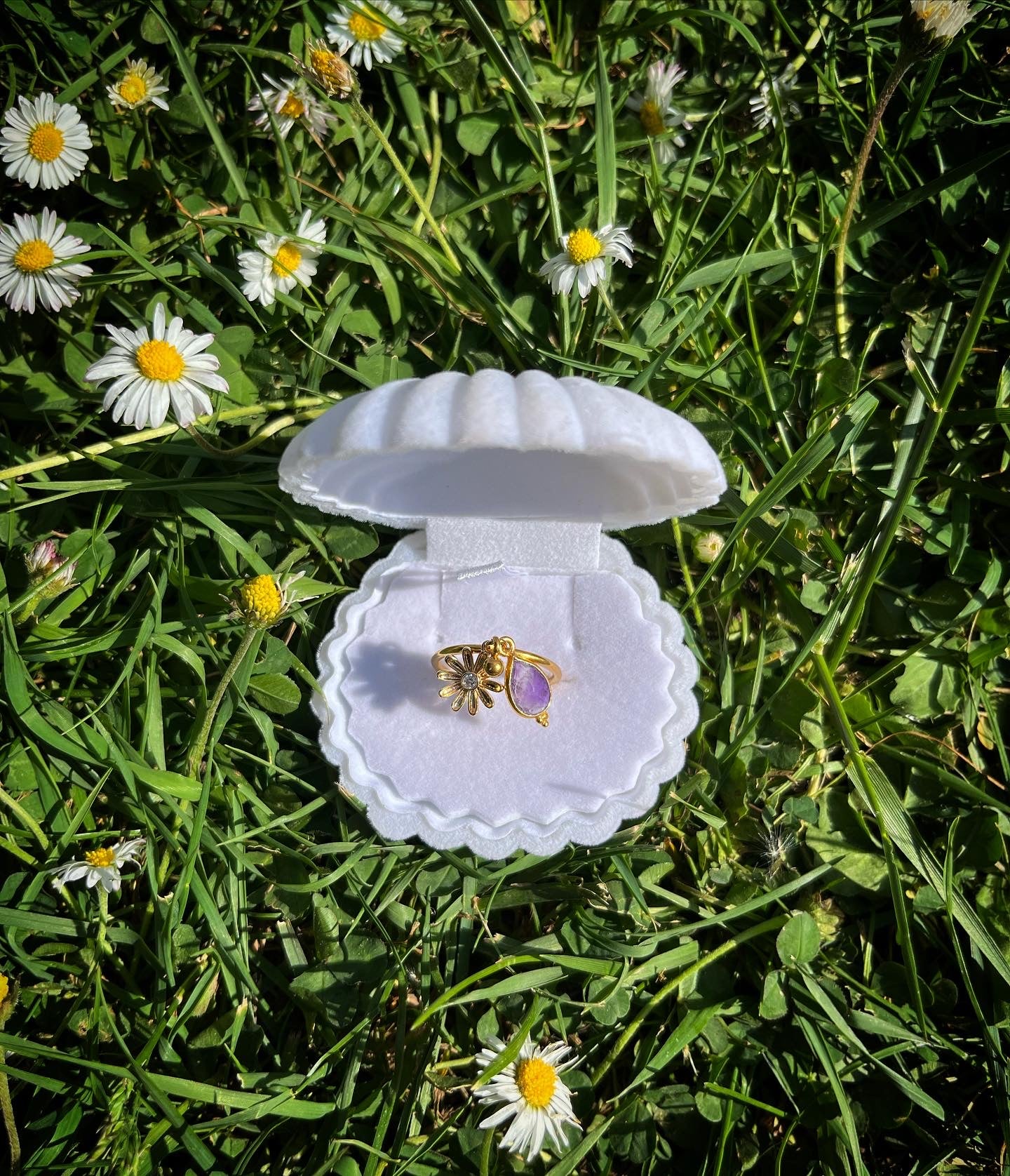 Bague Queen Marguerite améthyste 🌼💍💜