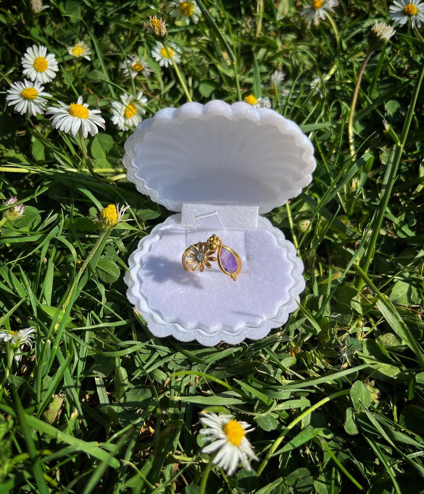 Bague Queen Marguerite améthyste 🌼💍💜