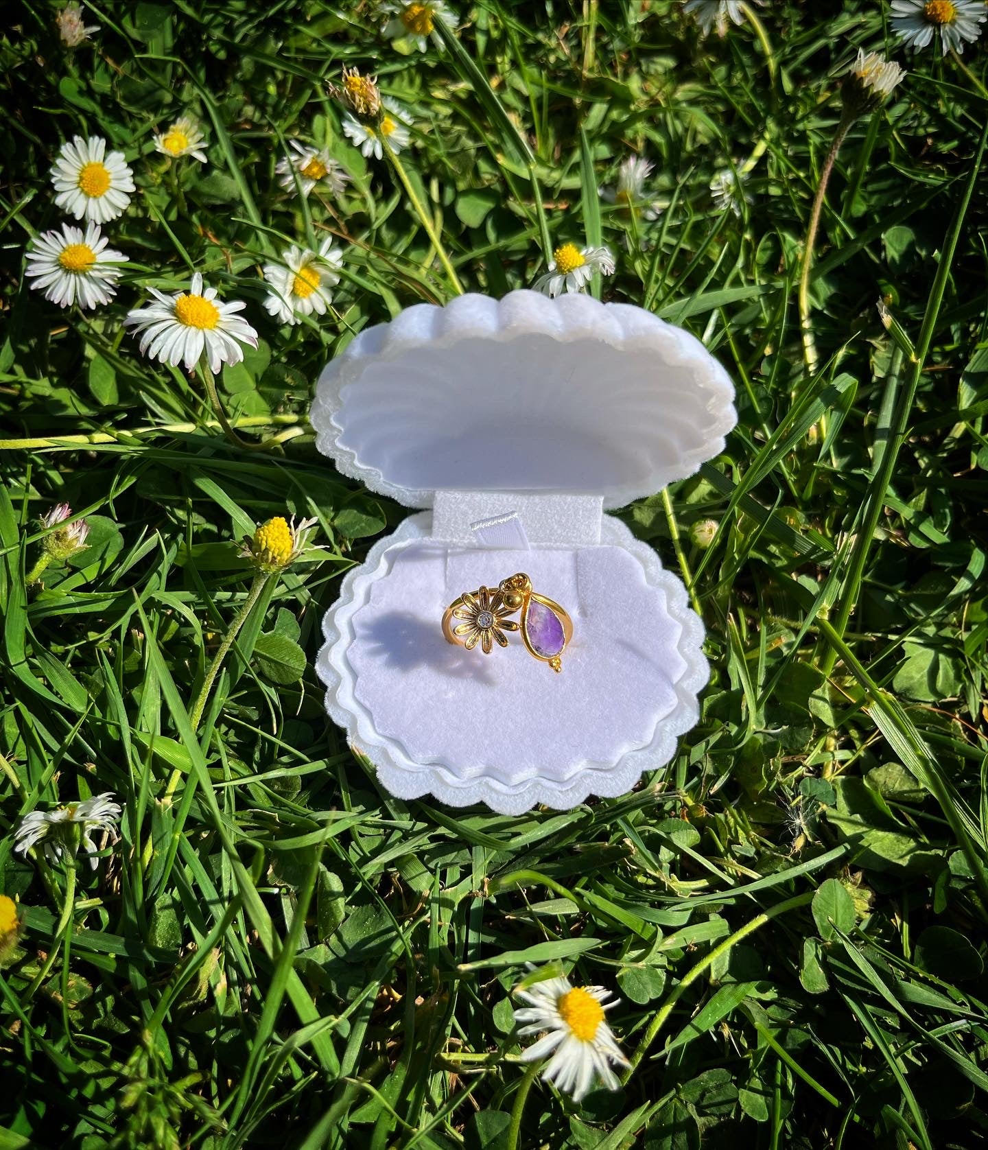 Bague Queen Marguerite améthyste 🌼💍💜